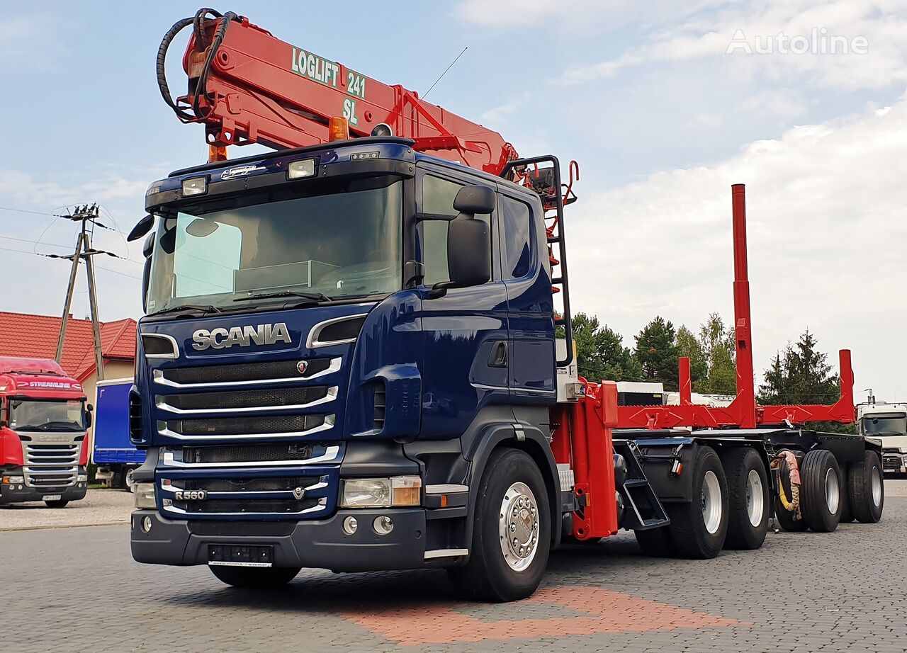 лесовоз Scania R560 V8 6x4 MANUAL LOGLIFT 241-SL ALUFELGEN + HUTTNER TRAILER KO